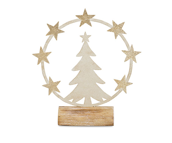 CERCHIO ALBERO SU BASE LEGNO 215X60X235 MM
