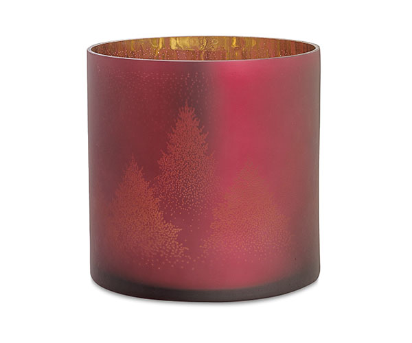 PORTACAND. VETRO BORDEAUX/ORO D.200X200 MM