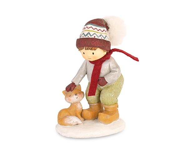 BAMBINO POLIRESINA CON VOLPE H.163 MM