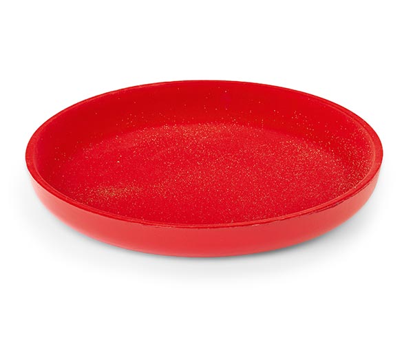 VASSOIO FLOCCATO ROSSO GLITTER D.400 MM