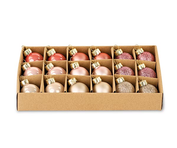BOX 18 PALLINE ROSA/CHAMPAGNE D.30 MM