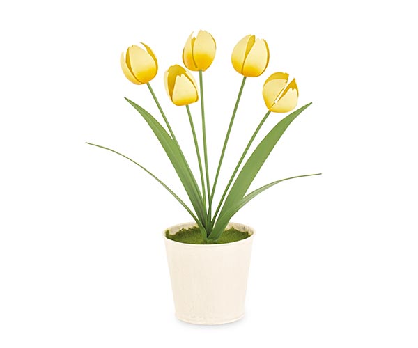 VASO CON 5 TULIPANI GIALLI