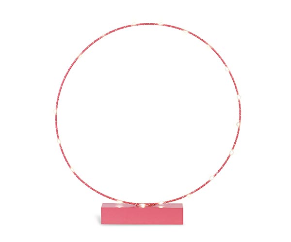 CERCHIO ROSA SU BASE CON LED D.450XH.505 MM