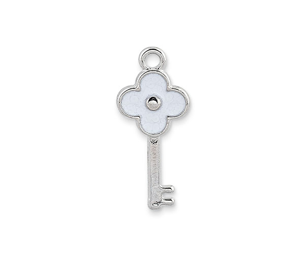 CHIAVE ARGENTO FIORE BIANCO H.30 MM