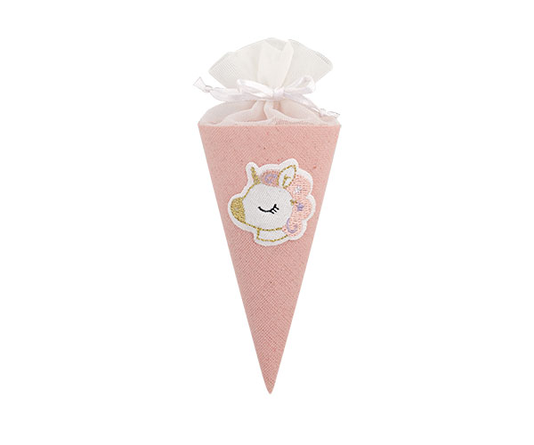 CONO ROSA UNICORNO RICAMATO