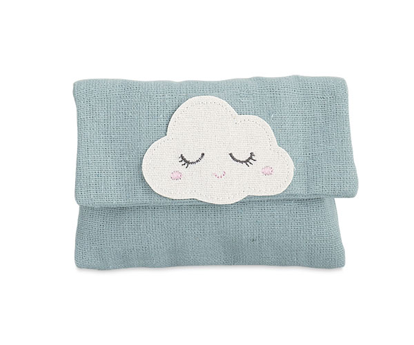 BUSTA AZZURRA C/NUVOLA RICAMAT 110X80 MM