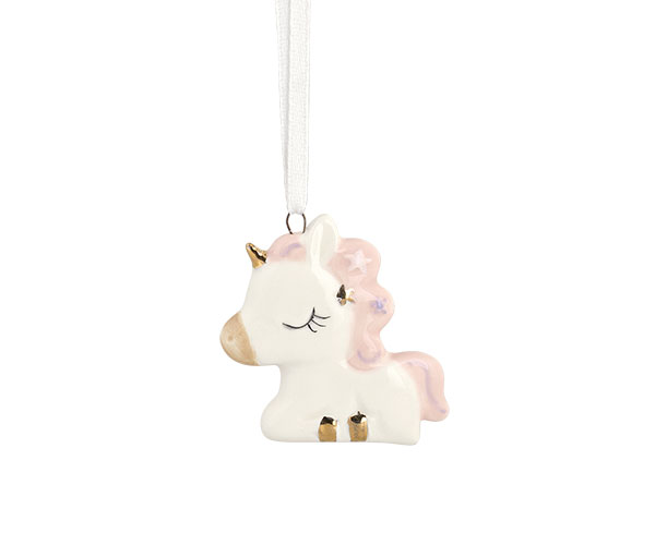 UNICORNO PORCELLANA DA APPENDERE 