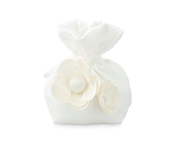 SACCOCCIO SATIN BIANCO CON FIORI