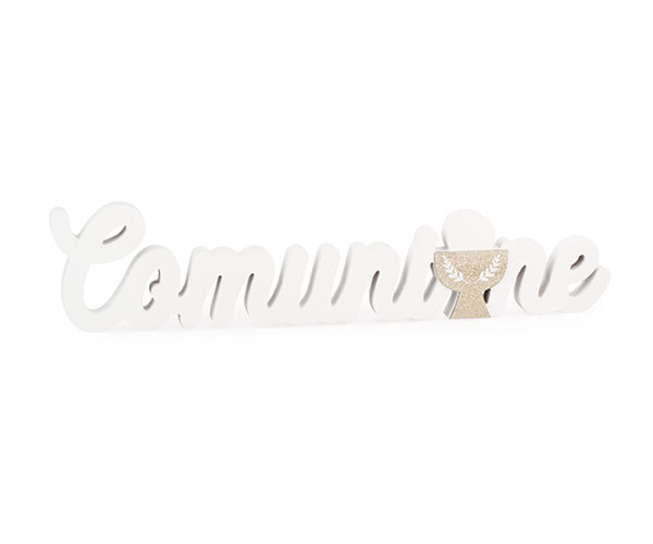 SCRITTA COMUNIONE LEGNO BIANCO