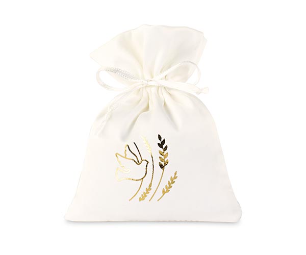 SACCHETTO RASO CON COLOMBA ORO