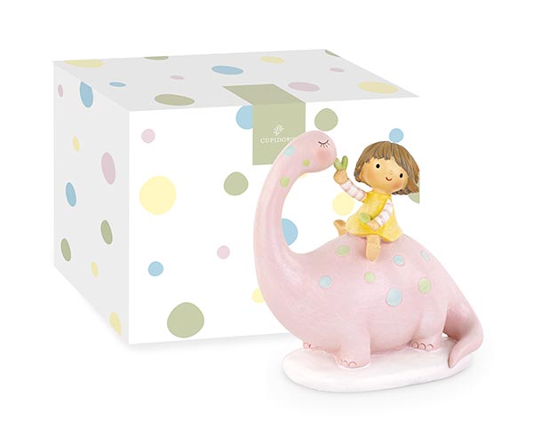 DINOSAURO ROSA C/BAMBINA C/SC. 130XH.135 MM