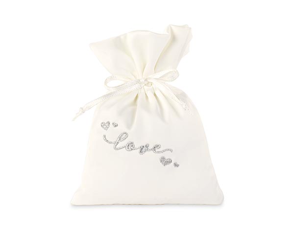SACCHETTO RASO "LOVE" ARGENTO