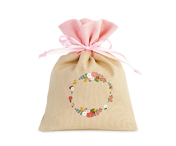 SACCHETTO FIORI BEIGE/ROSA