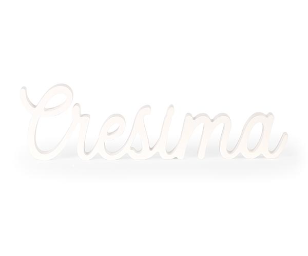 SCRITTA "CRESIMA" LEGNO BIANCO