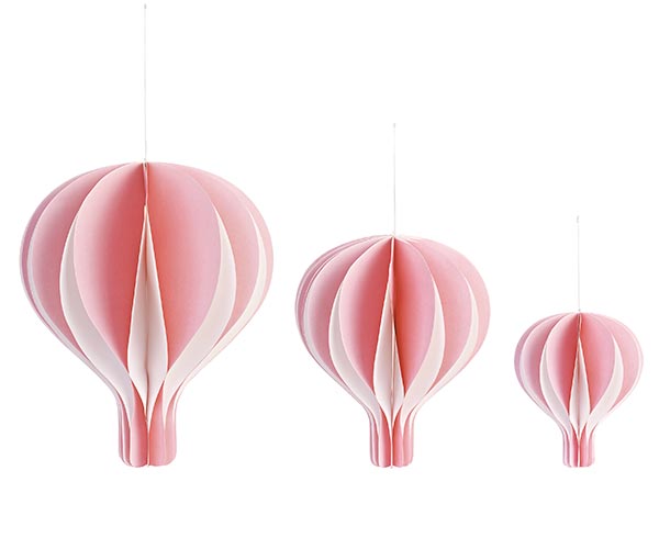 S/3 MONGOLFIERE ROSA DA APPENDERE 