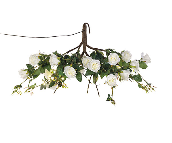 LAMPADARIO ROSE BIANCHE 48 LED