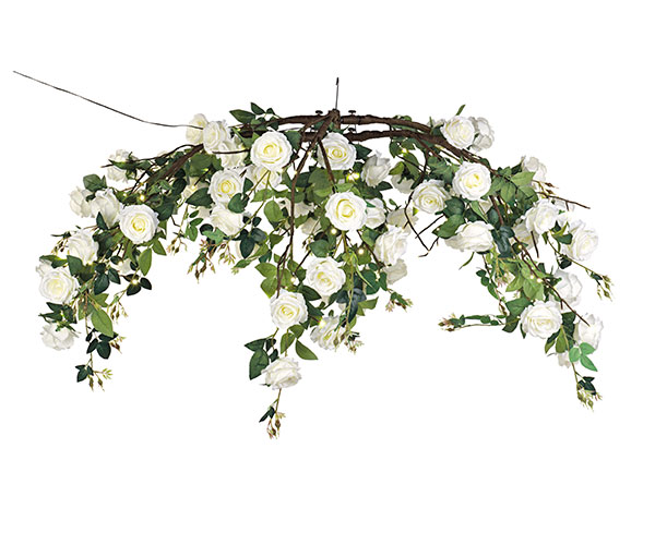LAMPADARIO ROSE BIANCHE 144LED