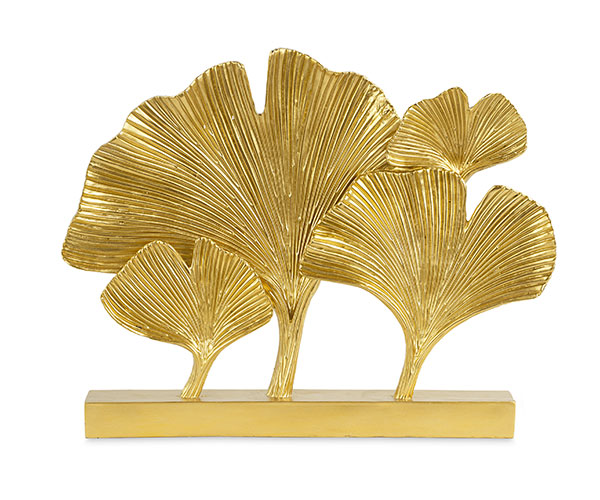 BASE CON 4 FOGLIE GINGKO ORO 470X55X370 MM