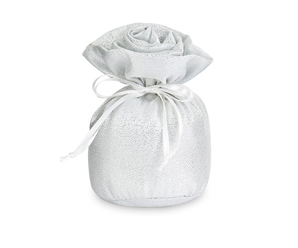 SACCOCCIO LAME' ARGENTO CON ROSA