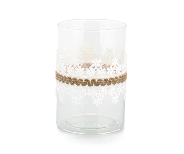 PORTACANDELA VETRO CON MACRAME