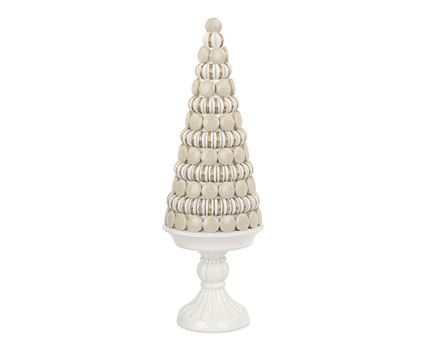 CONO MACARONS BIANCO/ORO ø 140XH.410 MM