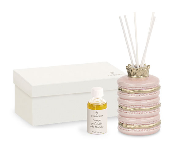DIFFUSORE MACARONS ROSA/ORO CON SCATOLA 