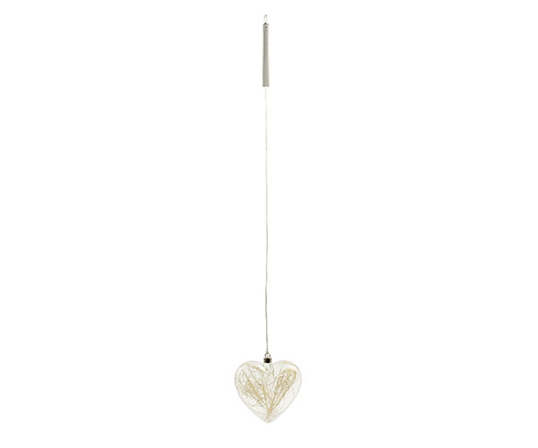CUORE VETRO CON LED E FIORI APP. 150X150 MM