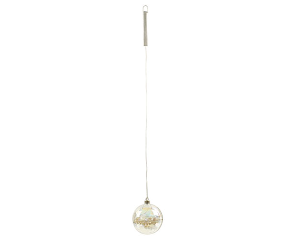SFERA VETRO CON LED E FIORI APP. D.120 MM