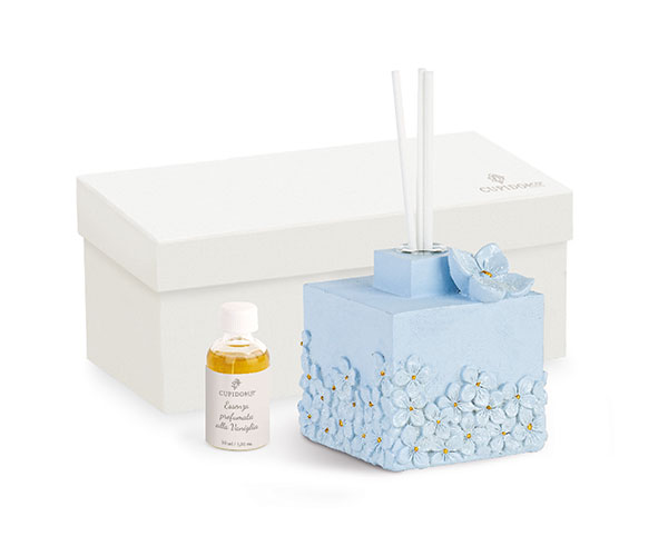 DIFFUSORE AZZURRO FIORI CON SCATOLA 