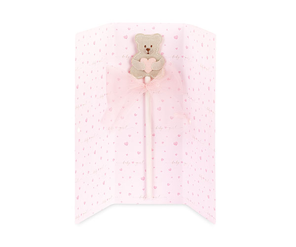 MATITA ORSETTO CUORE ROSA CON BUSTA