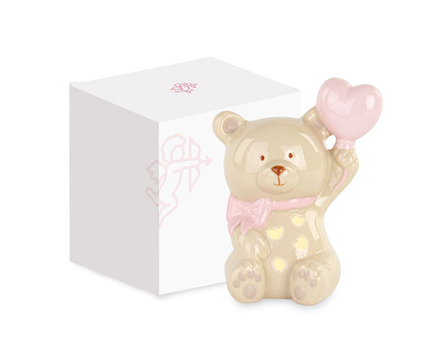 ORSETTA ROSA CON LED CON SCATOLA