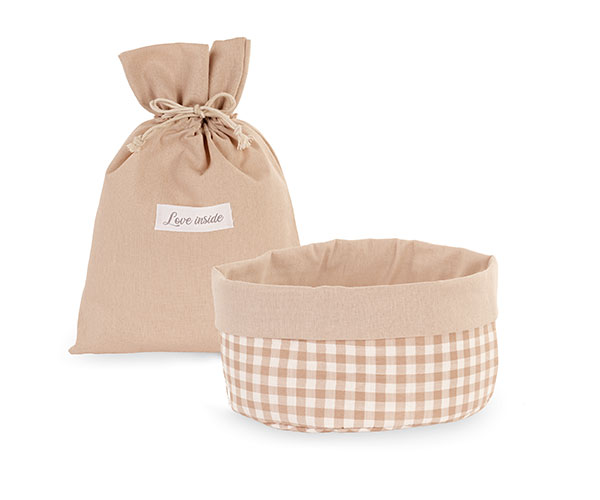 SACCHETTO C/CESTINO QUADR.BEIG ø 220XH.110 MM