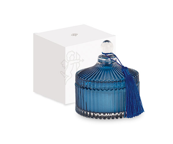 POTICHE CANDELA BLU C/NAPPA ø 105XH.120 MM