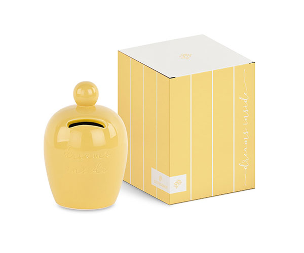 SALVADANAIO GIALLO CON SCATOLA