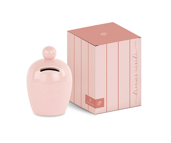 SALVADANAIO ROSA CON SCATOLA