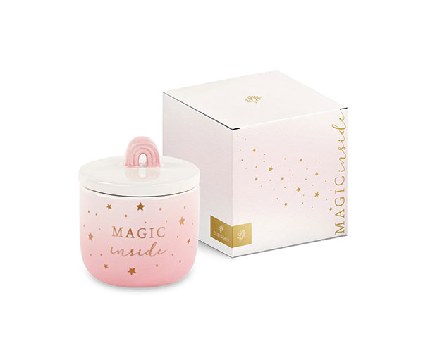 CANDELA ARCOBALENO ROSA CON SCATOLA