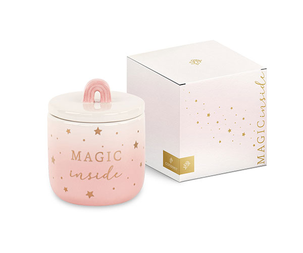 CANDELA ARCOBALENO ROSA CON SCATOLA