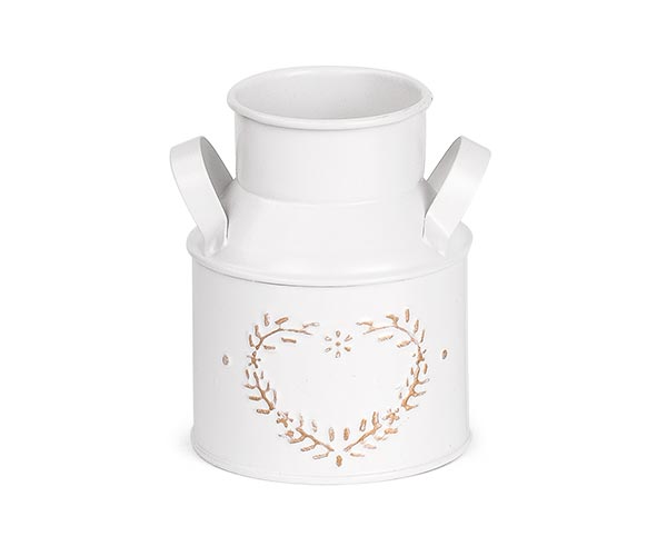 VASO BIANCO CON CUORE ORO