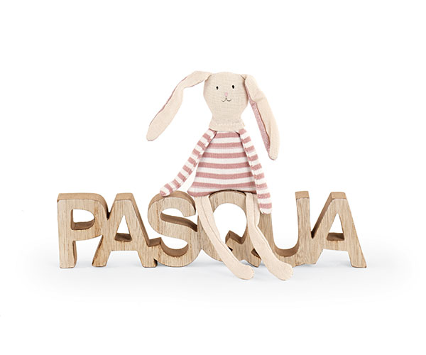 CONIGLIO RIGHE ROSA CON PASQUA