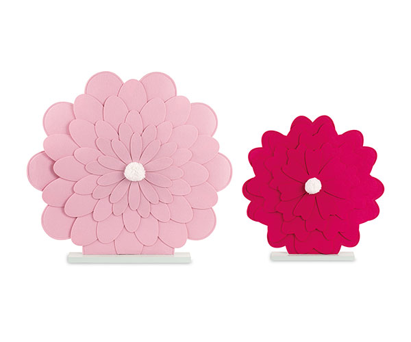 SET 2 PEONIE FELTRO ROSA/FUXIA