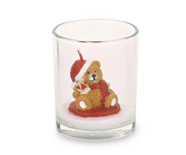VASETTO CON CANDELA ORSETTO SED. H.75 MM