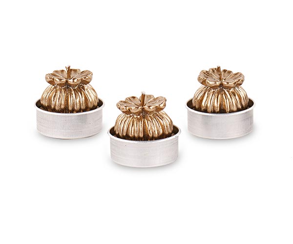 BOX 6 T-LIGHT FIORE ORO H.40 MM