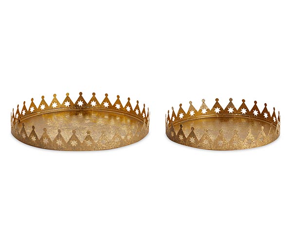 S/2 SVUOTATASCHE METALLO ORO D.180/220XH.30 MM