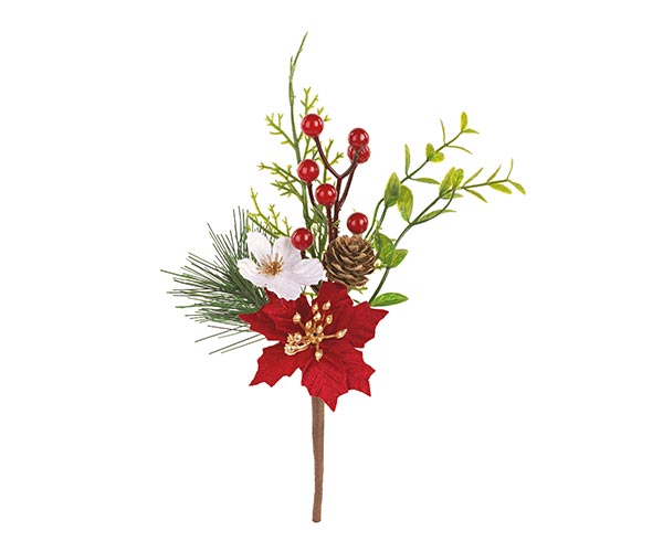 PICK STELLA NATALE CON ELLEBORO H.230 MM