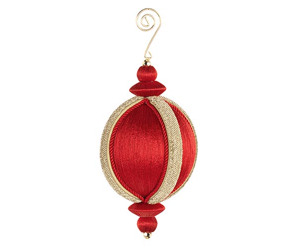 SFERA ROSSA CON FASCE CRIST.ORO H.160 MM