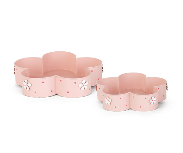 SET 2 VASSOI ROSA CON MARGHERITE