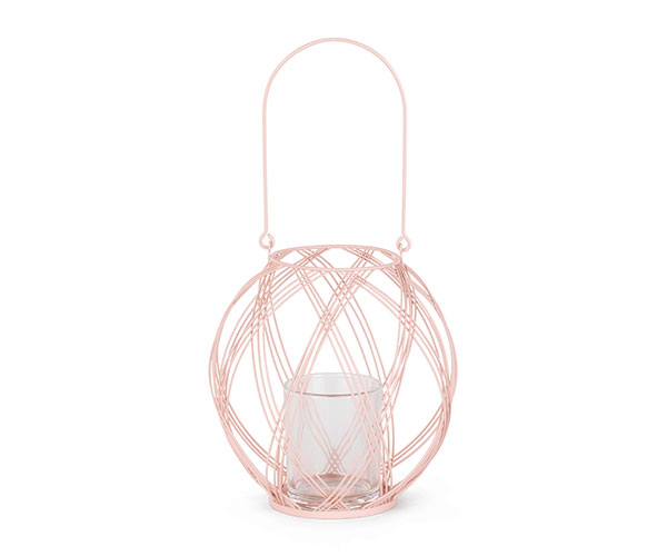 LANTERNA LATTA ROSA CON VETRO
