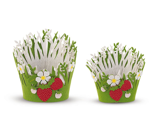 SET 2 CESTINI VERDI CON FRAGOLE