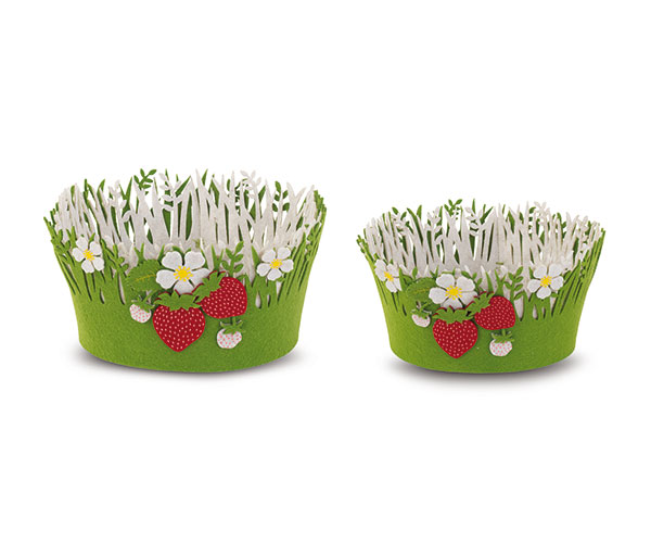 SET 2 CESTINI VERDI CON FRAGOLE