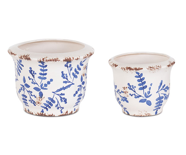 SET2 CACHEPOT FIORI BLU